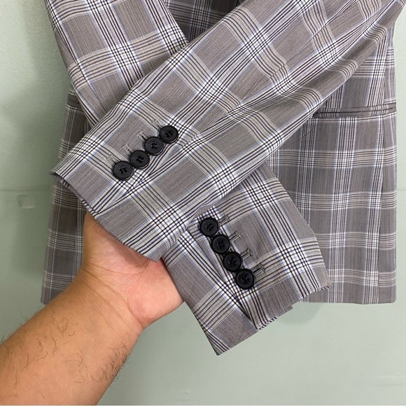 Theory Power Jacket 2 Maple Check Plaid Blue Gray Black Sz 2 - Picture 4 of 8